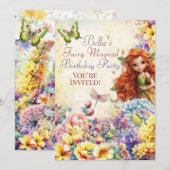 Fairy Magische Verjaardagsfeestuitnodiging Kaart (Voorkant / Achterkant)