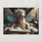 Fairy man grijs haar in het bubbelbad briefkaart (Voorkant)