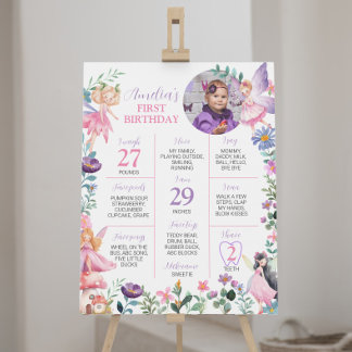 Fairy meisje 1e verjaardag mijlpaal teken poster