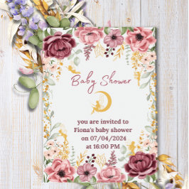 Fairy Meisje Baby shower bloementuin uitnodiging