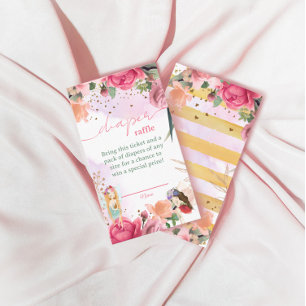 Fairy Meisje Baby shower Luier Raffle Tickets Informatiekaartje
