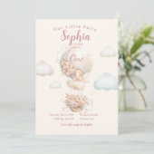 Fairy meisje hete lucht ballon eerste verjaardag kaart (Staand voorkant)