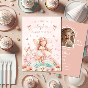 Fairy Meisje Magische Theepot Regenboog Foto Verja Kaart