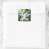 Fairy Meisje met Blond Haar Vierkante Sticker (Tas)