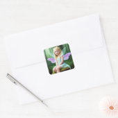 Fairy Meisje met Blond Haar Vierkante Sticker (Envelop)