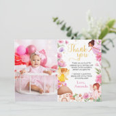 Fairy Meisje Verjaardag Foto Dank je kaart (Staand voorkant)