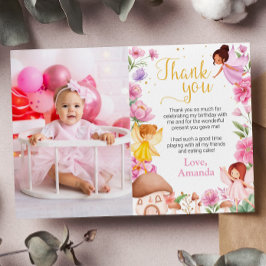 Fairy Meisje Verjaardag Foto Dank je kaart