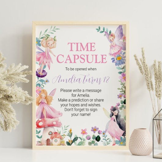 Fairy Meisje Verjaardag Tijd Capsule teken Poster