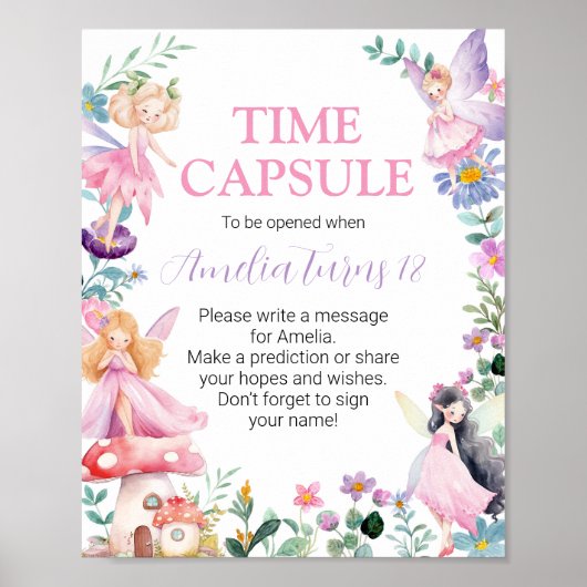 Fairy Meisje Verjaardag Tijd Capsule teken Poster (Voorkant)