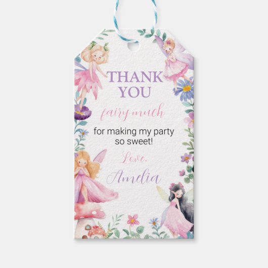 Fairy Meisje Verjaardagsfeestje Dank u Label Cadeaulabel (Voorkant)