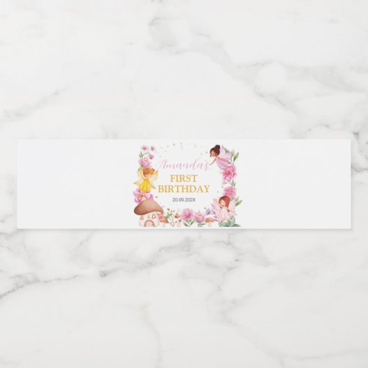 Fairy Meisje Verjaardagsfeestje Waterfles Label Waterfles Etiket (Enkel label)