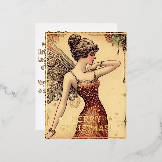  Fairy Merry Christmas Groeten Retro Pic Folie Feestdagen Briefkaart (Voorkant / Achterkant)
