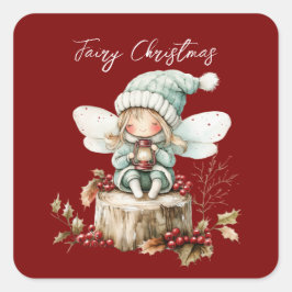 Fairy Merry Christmas Vierkante Sticker