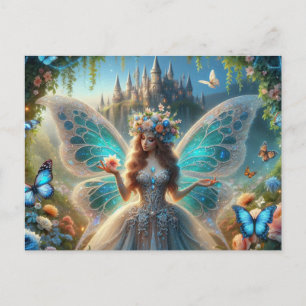 Fairy met bloem briefkaart