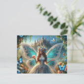 Fairy met bloem briefkaart (Staand voorkant)