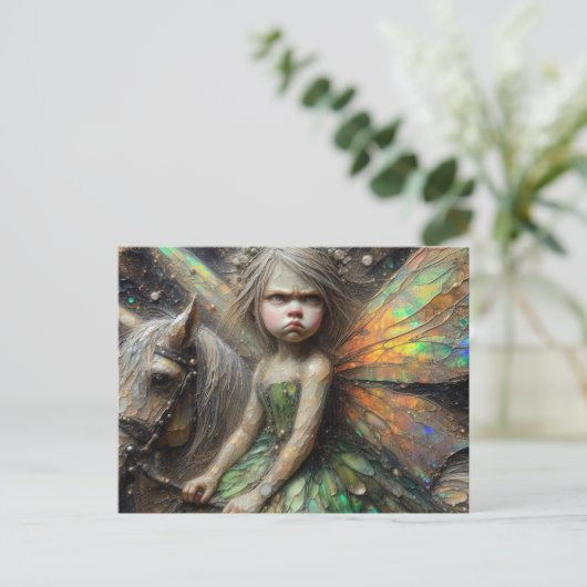 Fairy met een houding en Pony Briefkaart (Staand voorkant)