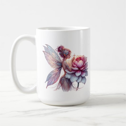 Fairy met een oversized bloem gepersonaliseerd koffiemok (Links)