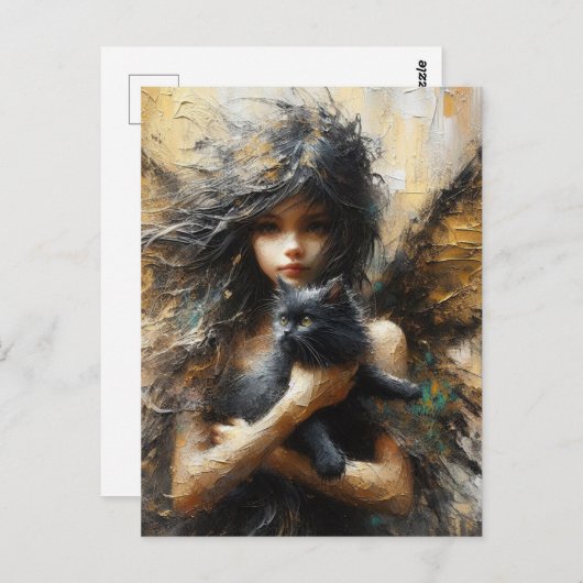 Fairy met een Schattige kitten Briefkaart (Voorkant / Achterkant)