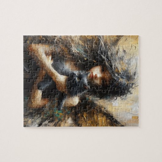 Fairy met een Schattige kitten Legpuzzel (Horizontaal)