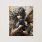 Fairy met een Schattige kitten Legpuzzel (Verticaal)