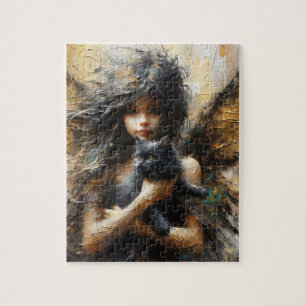 Fairy met een Schattige kitten Legpuzzel