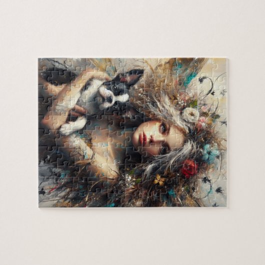 Fairy met een Schattigee Boston Terrier-puppy Legpuzzel (Horizontaal)