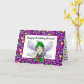 Fairy met Flowers Happy Birthday Kaart (Gele Bloem)