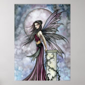Fairy met Full Moon Fantasy Art Poster (Voorkant)