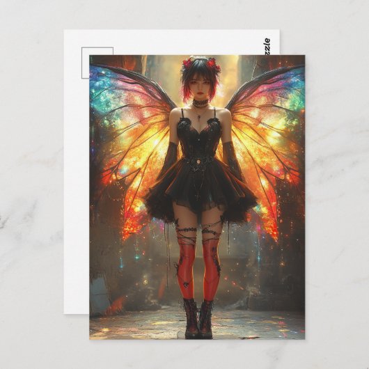 Fairy met regenboogvleugels briefkaart (Voorkant / Achterkant)