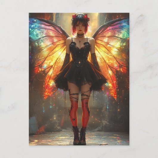 Fairy met regenboogvleugels briefkaart (Voorkant)