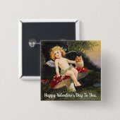 Fairy met uil Valentijn Button (Voorkant /achterkant)