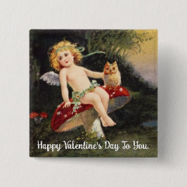 Fairy met uil Valentijn Button