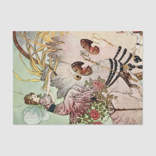 "Fairy Mirror" van Charles Folkard Tissuepapier (Voorkant)