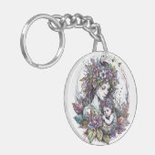 Fairy Moeder en Kind Acryl Sleutelhanger (Voorkant Links)