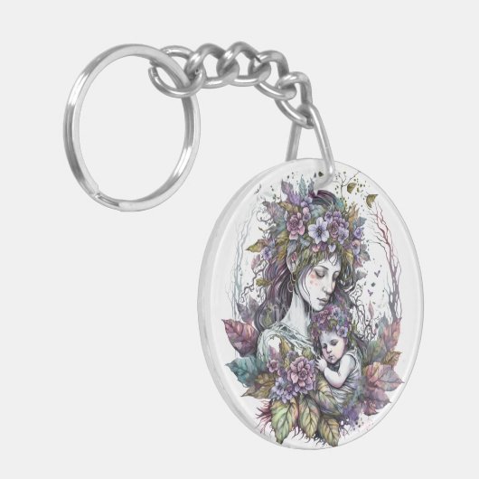 Fairy Moeder en Kind Acryl Sleutelhanger (Voorkant Links)