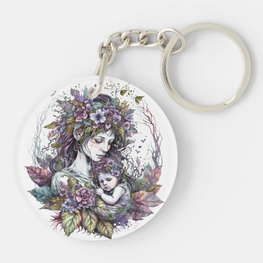 Fairy Moeder en Kind Acryl Sleutelhanger (Achterkant)