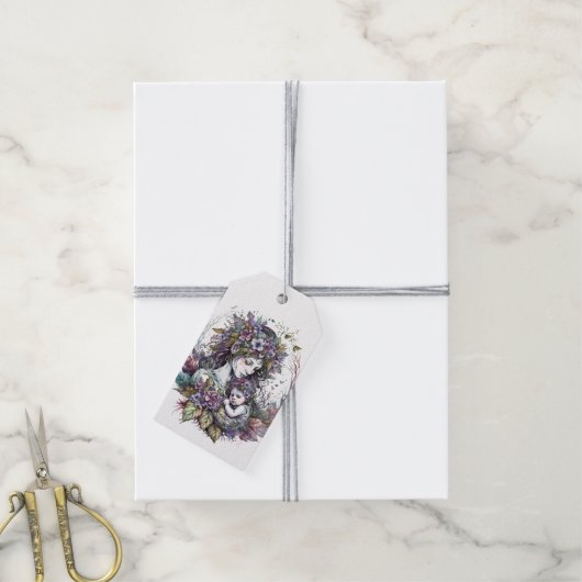 Fairy moeder en kind cadeaulabel (Met Touw)