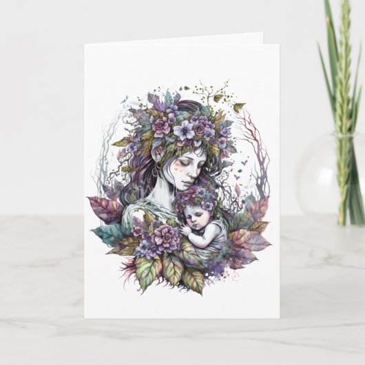 Fairy moeder en kind gepersonaliseerde Moederdag Kaart (Voorkant)