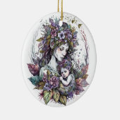 Fairy moeder en kind keramisch ornament (Rechts)