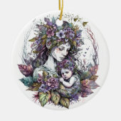 Fairy moeder en kind keramisch ornament (Voorkant)