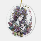 Fairy moeder en kind keramisch ornament (Links)