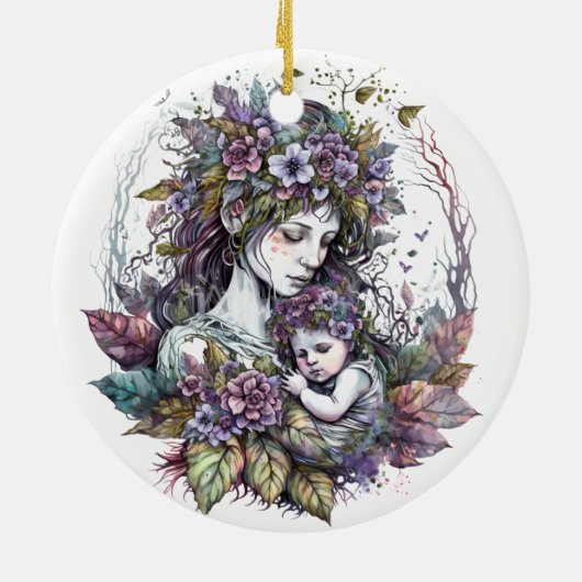 Fairy moeder en kind keramisch ornament (Achterkant)