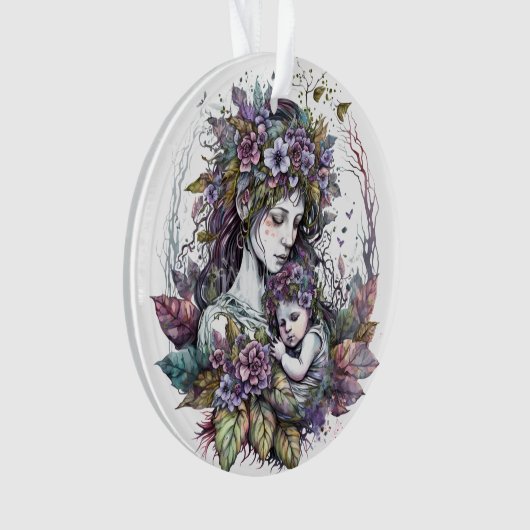 Fairy moeder en kind Ketting Ornament (voorkant)