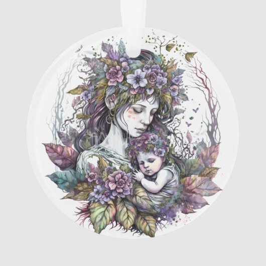 Fairy moeder en kind Ketting Ornament (achterkant)