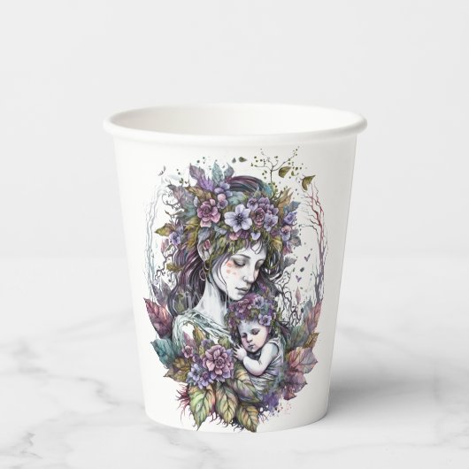 Fairy moeder en kind papieren bekers (Achterkant)