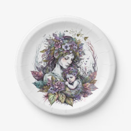 Fairy moeder en kind papieren bordje