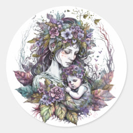 Fairy moeder en kind ronde sticker