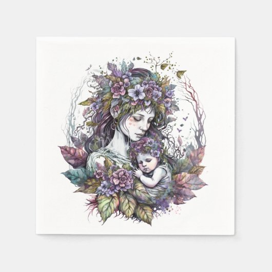 Fairy moeder en kind servet (Voorkant)