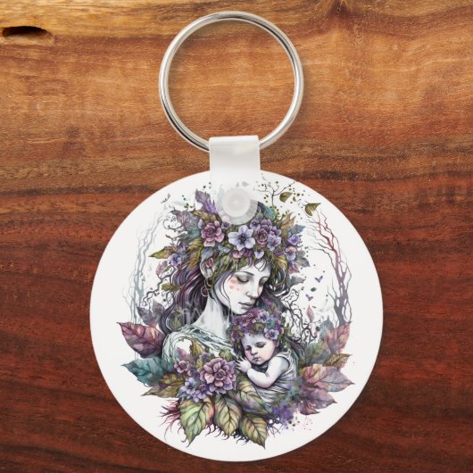 Fairy moeder en kind Sleutelhanger (Voorkant)