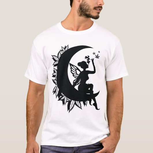 Fairy Moon en het roken van bladeren T-shirt (Voorkant)